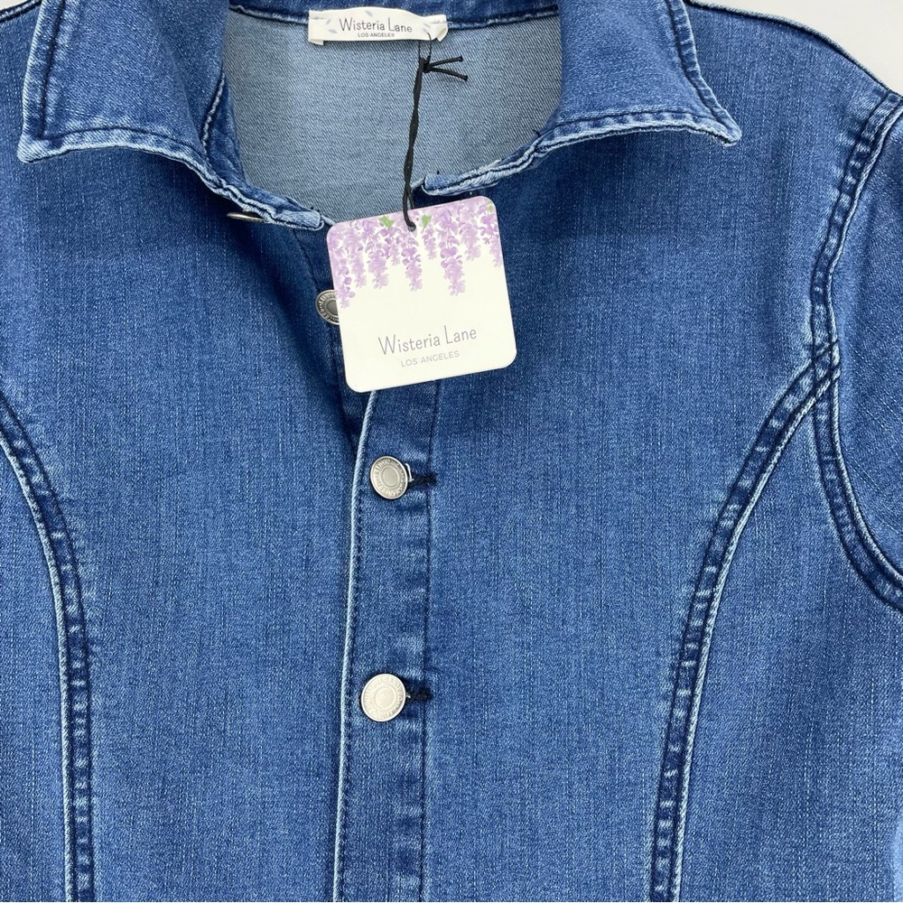 Wisteria Lane Women's Blue Denim Flare Overalls Medium New - Picture 11 of 16